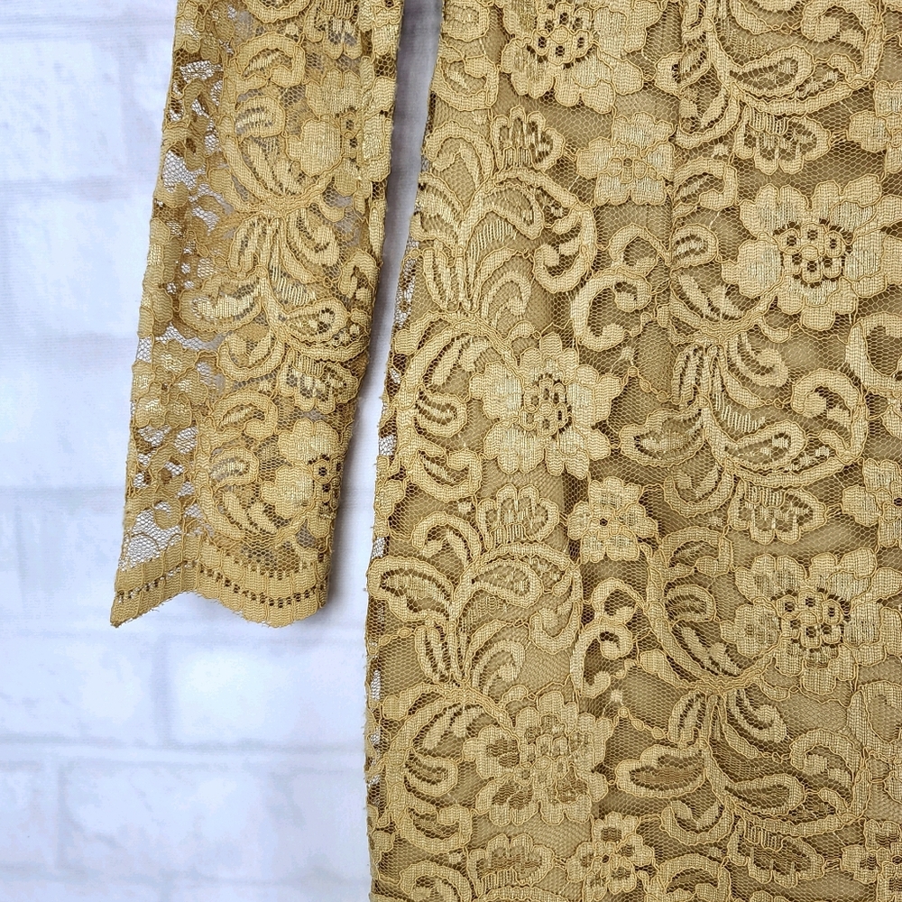 Nanette Lepore▪︎Gold Poetic Love Lace Sheath Dress - Picture 9 of 13